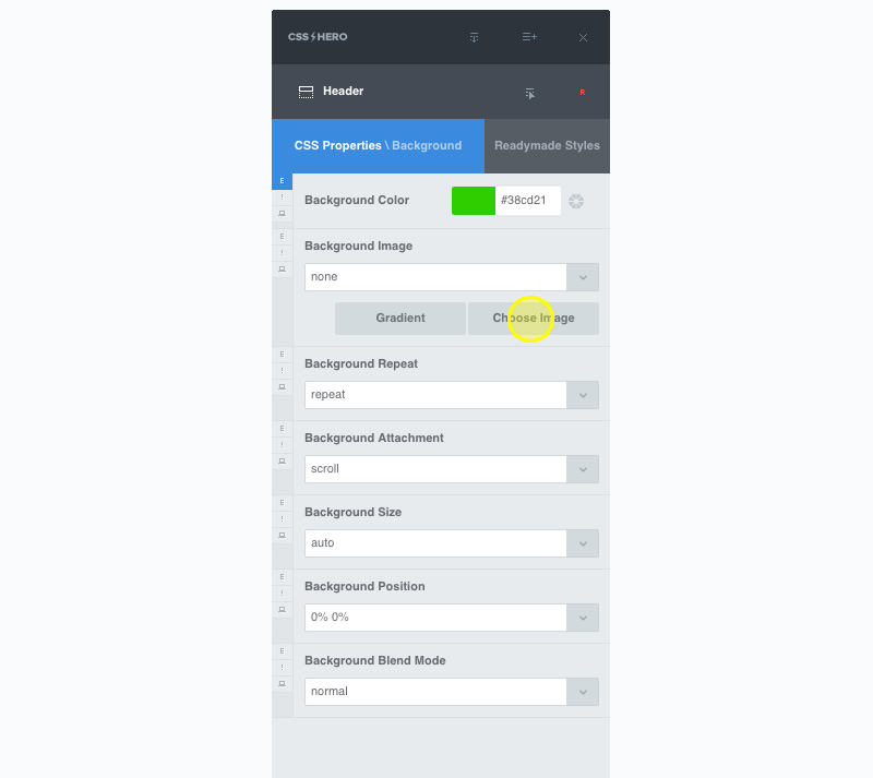 Click on the Choose Image button to add a background image