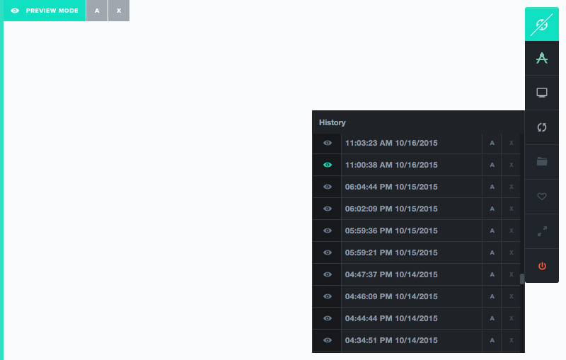The History Log of your saved actions in preview mode
