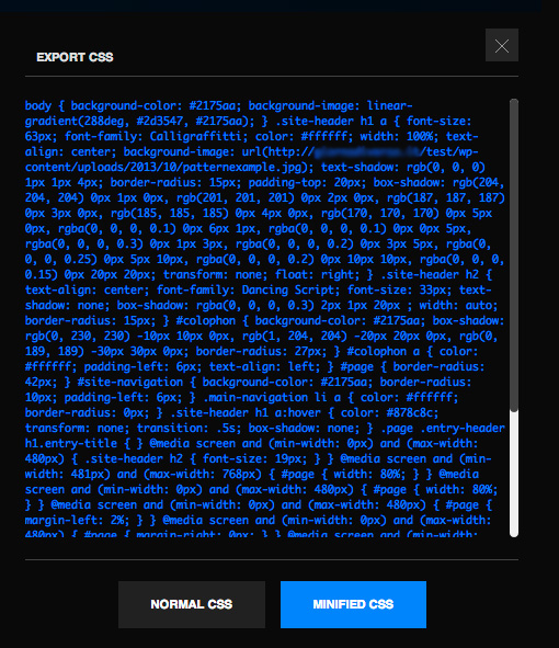 Export Minified CSS