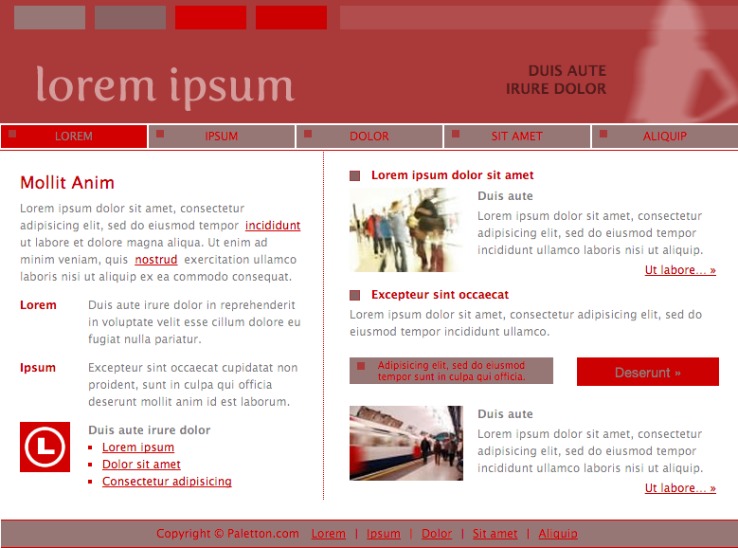 Mock website with chosen color scheme