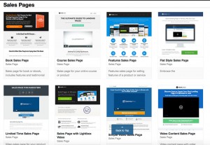 Some of available sales page templates in OptimizePress