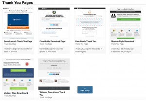 Some of available thank you page templates in OptimizePress