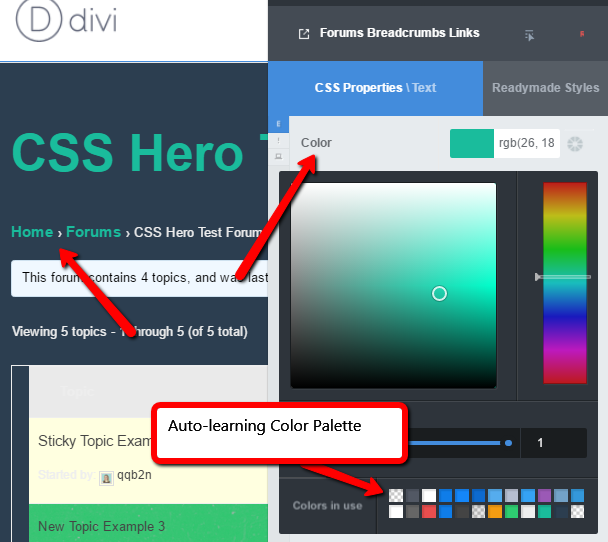 Change bbPress font color with CSS Hero