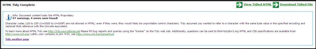 Cleaning up HTML with HTML Tidy