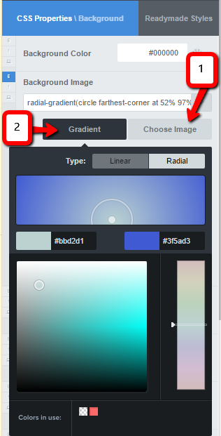 Add CSS gradient overlay to background image