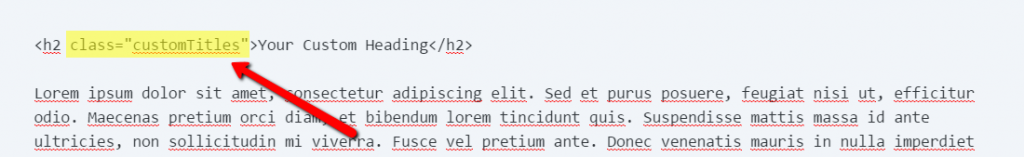 Manually adding a CSS custom class to a heading