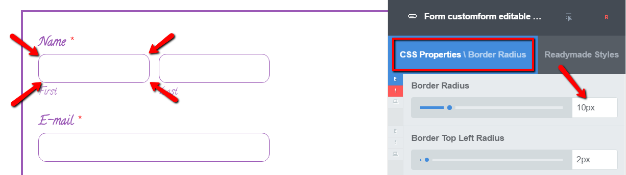 Styling WPForms borders with CSS Hero