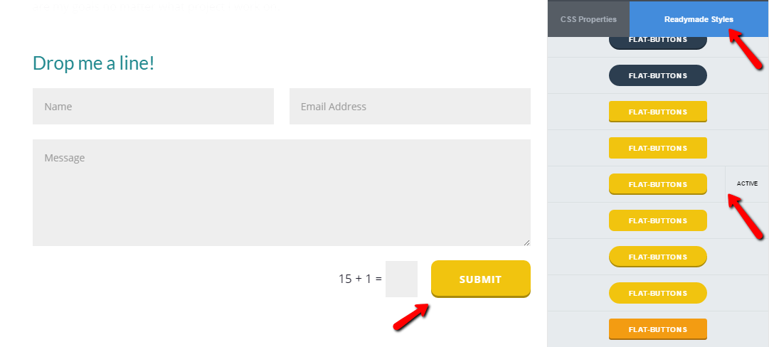 Style your forms and buttons on the fly with CSS Hero Readymade styles