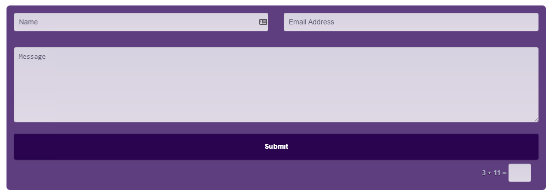 A contact form in monochromatic colors