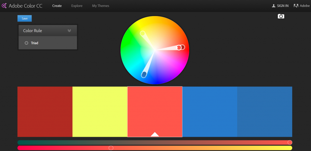 Generate a a color palette with Adobe Color CC