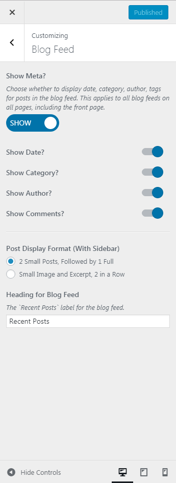 Blog feed options