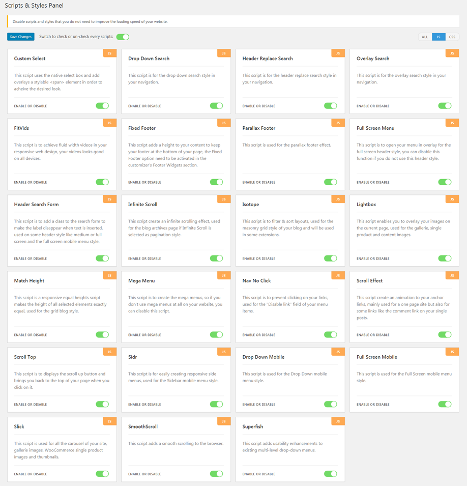 Choose Javascript scripts